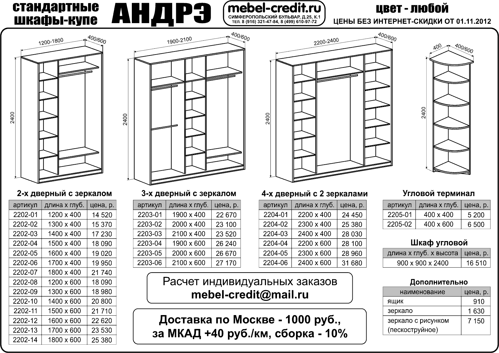 Шкаф Афродита 4 дверный схема