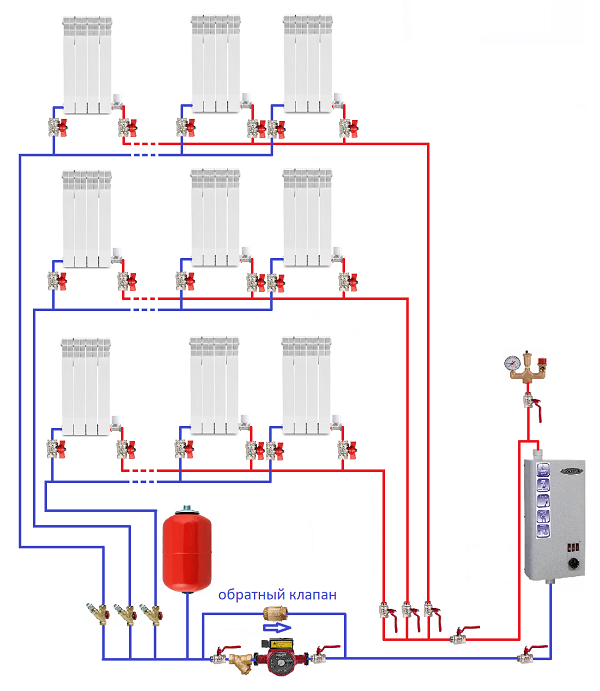 Схема отопления 2 х этажного 2 х