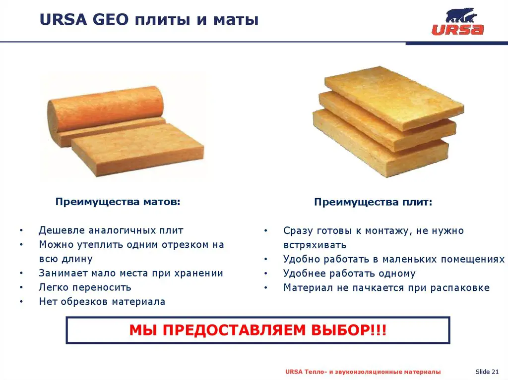 Характеристики утеплителей на основе стекловолокна URSA Модификации теплоизоляции, их свойства, достоинства и недостатки