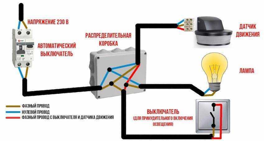Датчик движения: схемы подключения для освещения