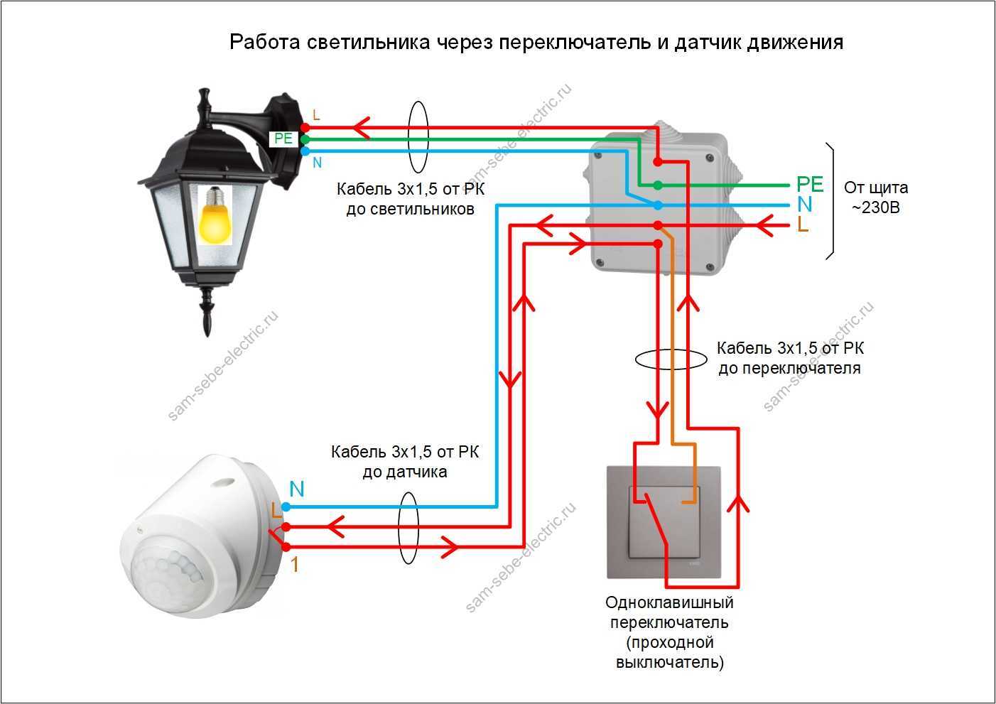 Датчик движения для включения света схема подключения