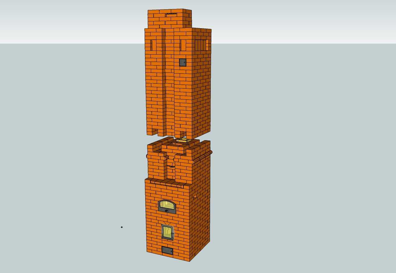 Двухэтажная кирпичная печь порядовка