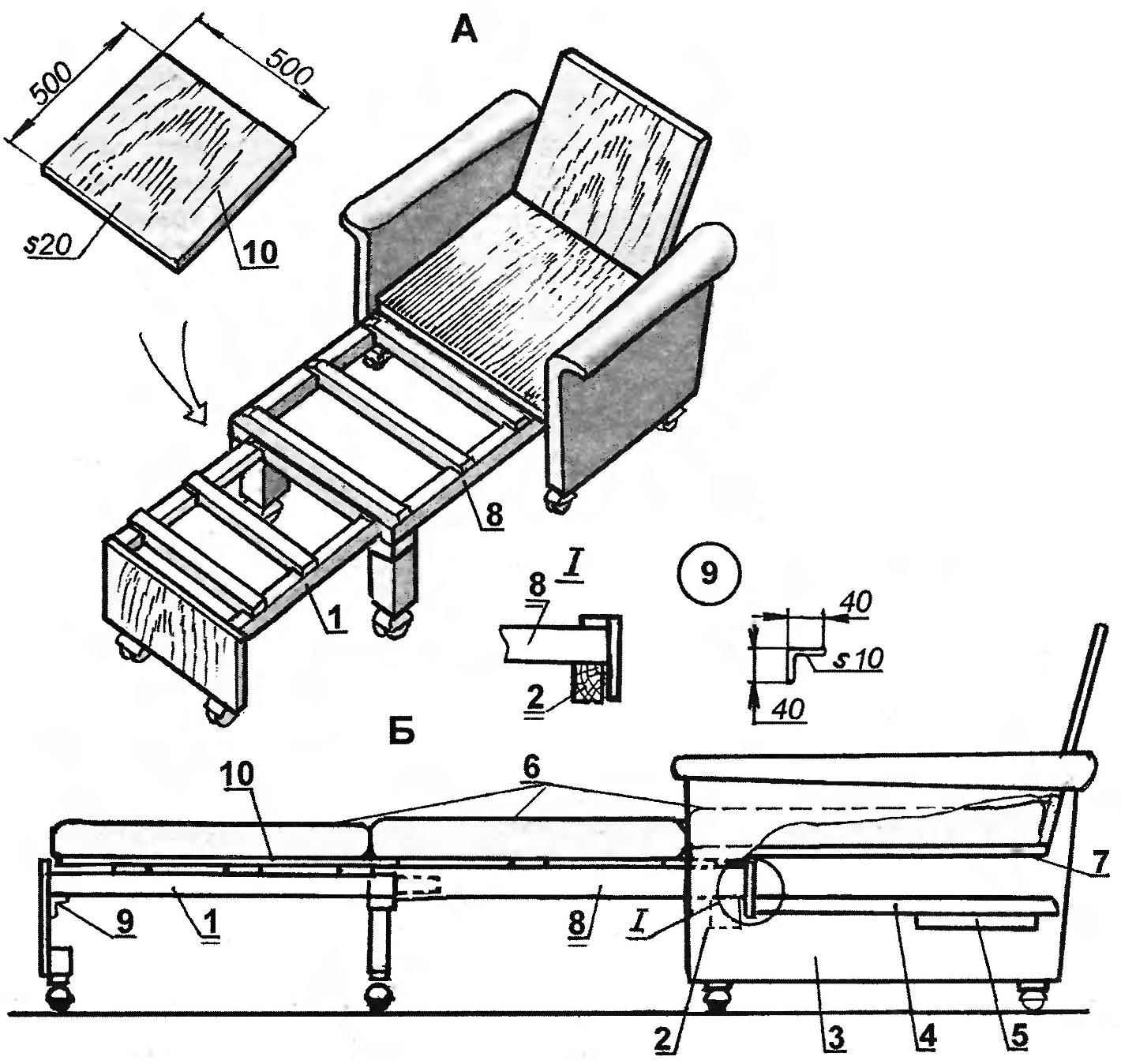 Кресло-раскладушка трансформер чертежи